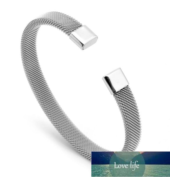 

stainless steel simple men039s european and american bangle fashion c shaped mesh elastic bracelets8672196, Black