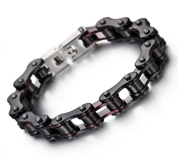

1016mm wide boys mens chain dark red black biker bicycle motor motorcycle link 316l stainless steel chain bracelet whole gift4821452, Golden;silver
