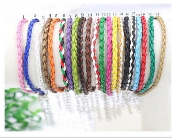 

fashion 3mm 100pc lots jewelry mixed type alloy antique silver diy charms pu braided leather bracelets6971817, Golden;silver