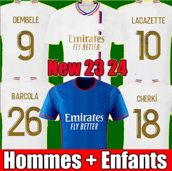 

23 24 soccer jerseys maillot de foot caqueret ol 2023 2024 lyones home football shirt aouar barcola castello jr cherki boateng dembele gusto, Black;yellow