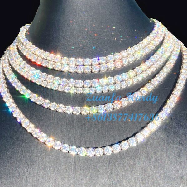

wholesale factory moissanite jewelry 2mm 3mm 4mm 5mm 6.5mm vvs moissanite diamond 925 tennis chain, Silver