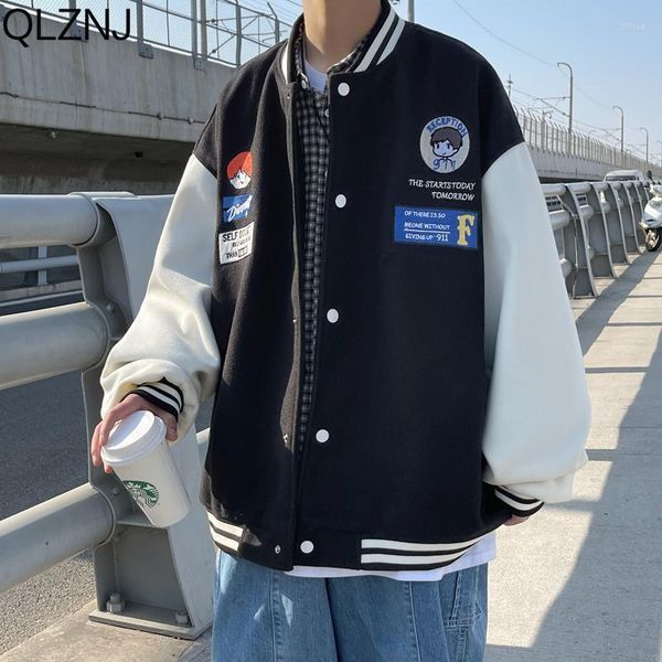 

men's jackets men's jackets harajuku varsity men spring autumn vintage coat loose casual bomber baseball jacket couple streetwear, Black;brown