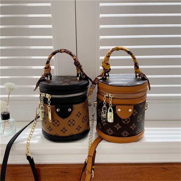 

30% off handbag designer 2023 for women new scarf handheld cylindrical single shoulder crossbody old flower rice bucket small bag