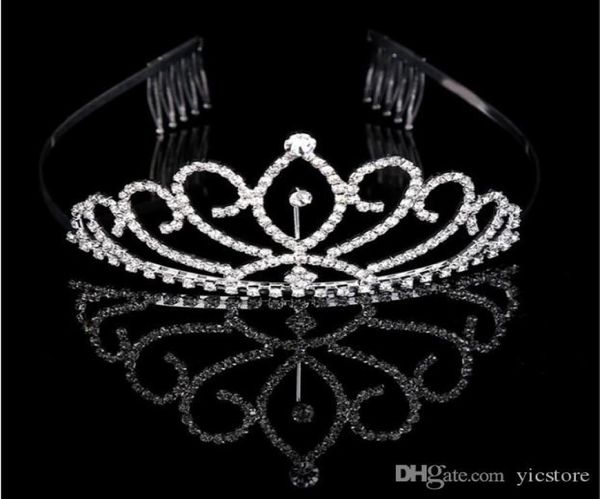 

bridal tiaras crowns with rhinestones bridal jewelry girls evening prom party performance pageant crystal wedding tiaras accessori3345651, White;golden