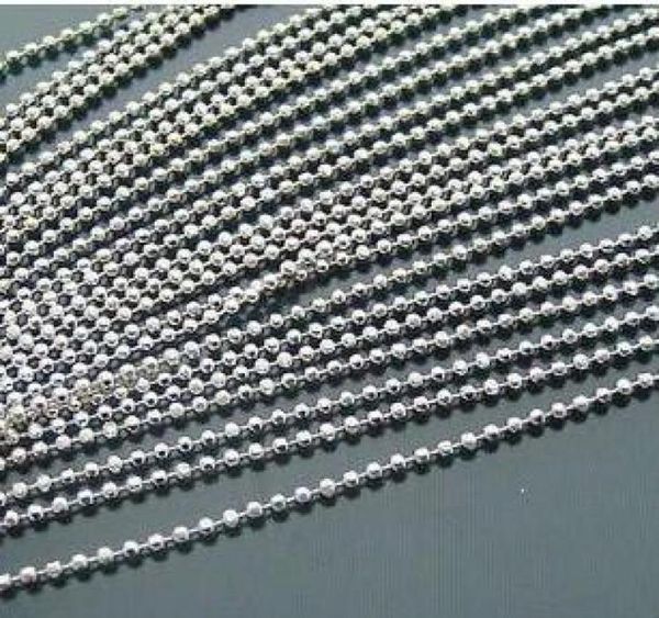 

100pcs common dog tag ball chain necklaces 2 4mm55cm bead ball stainless bead chain tb1 6697943, Silver