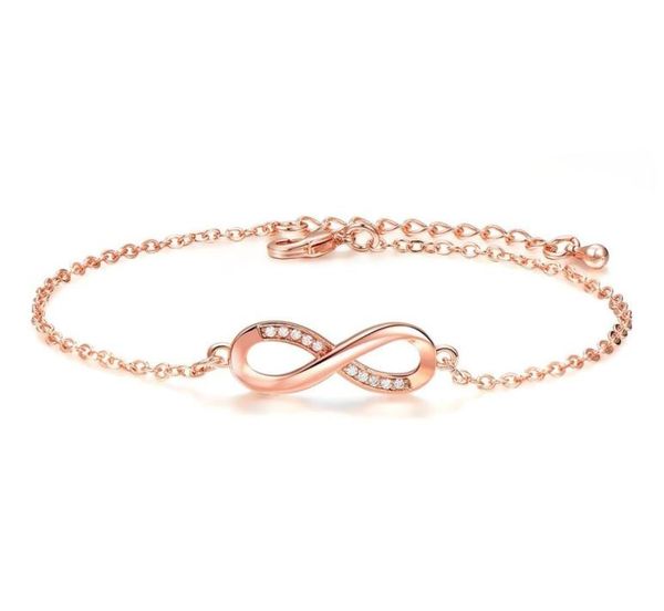 

bracelets bangles for women popular silver color endless love infinity cubic zirconia rose gold fashion jewelry8850767, Golden;silver