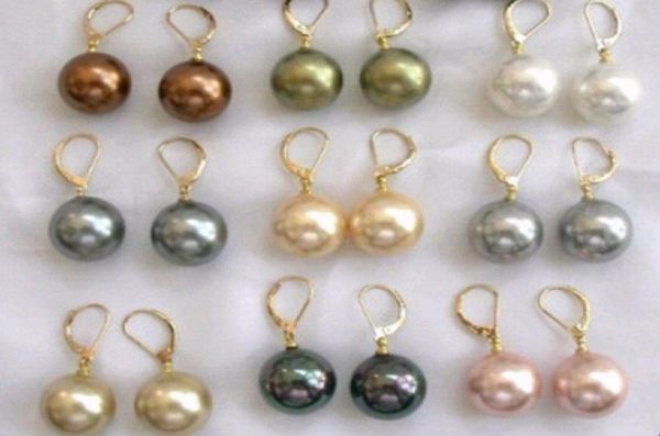 

whole 18pcs9 pair 10mm south sea shell pearl earring01234022476, Silver