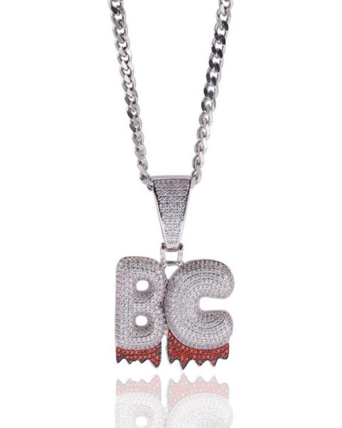 

hip hop jewelry iced out custom name white drip letters chain necklaces pendant with rope chain1395082, Silver