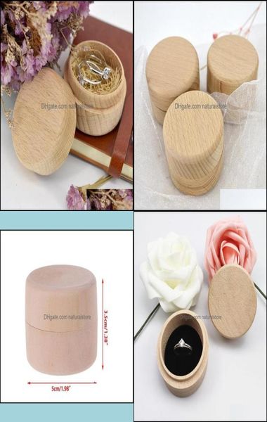 

small round wooden storage boxes ring box vintage decorative natural craft jewelry case wedding accessories drop delivery 2021 pac2388422, Black;white