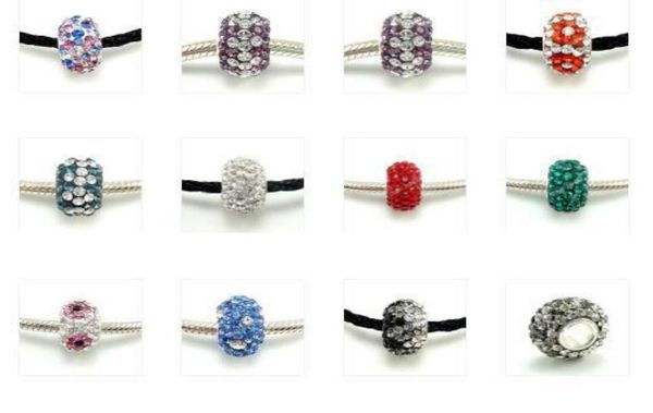 

mix color 925 sterling silver rhinestone european beads for jewelry charm bracelet necklace 10pcslot dl0120419864616264, Black