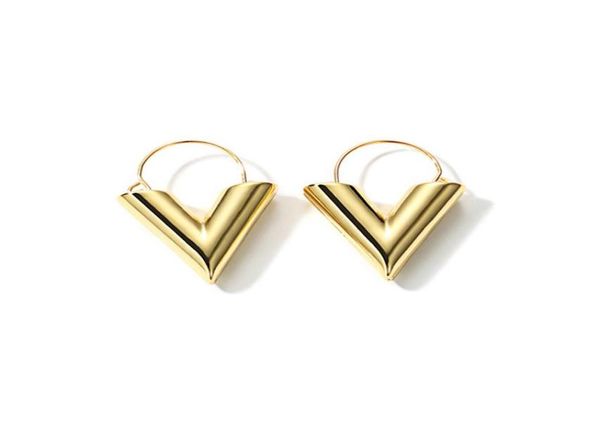 

hoop huggie 2022 fashion gold color initial v earrings for women geometric minimal simple everyday jewelryhoop4516363, Golden;silver
