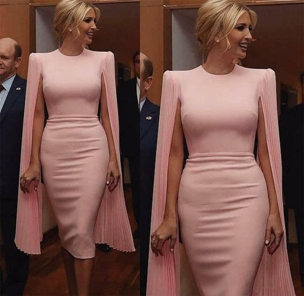 

elegant pink mother of the bride dresses with cape mother formal wear prom party gowns knee length sheath wedding guest dress1233773, Black;red