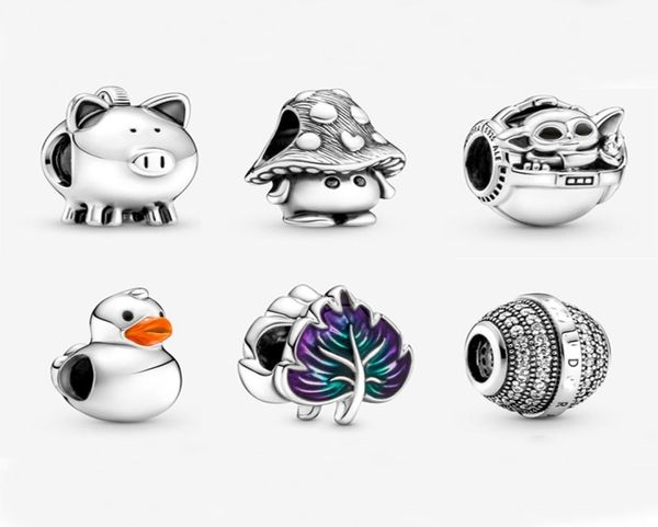 

fit charm bracelet european silver charms beads rose gold paved pig planet duck mushroom dangle diy chain for women bangle necklace jewelry6, Black
