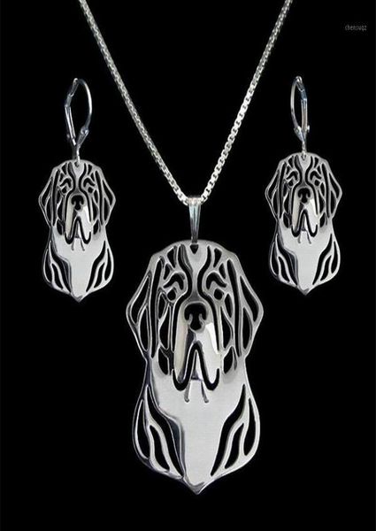 

earrings necklace women st bernard jewelry set lovers pet dog7379848, Silver