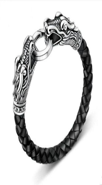 

leather tibetan silver men bracelet titanium fashion male vintage accessories parataxis dragon bracelet men jewelry sl09086442116447658, Golden;silver