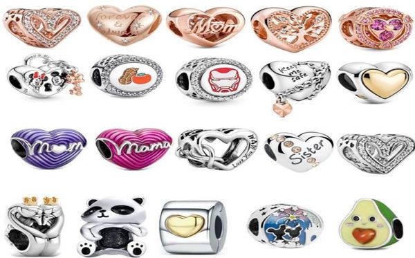 

new s925 sterling silver charms loose beads mouse love heart diy beads original fit pandora bracelet pendant charm girl fashion dies mom jew, Bronze;silver