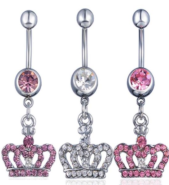 

d0370 crown belly navel button ring mix colors01234569694320, Silver