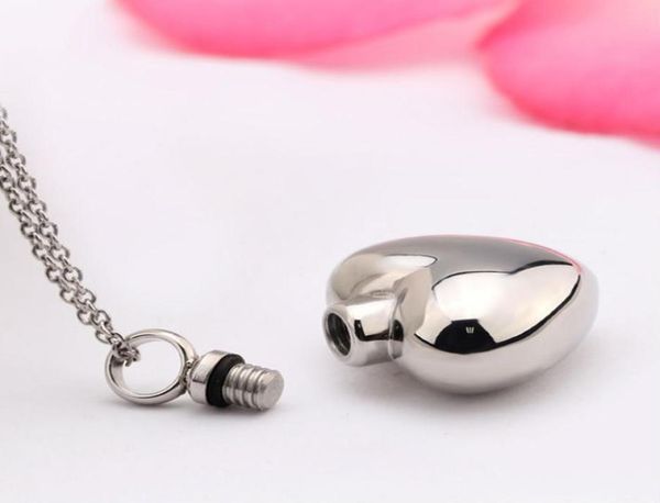 

openable 316l stainless steel love cremation memorial jewelry ash urns heart lockets pendant necklace urns jewelry1842829, Silver