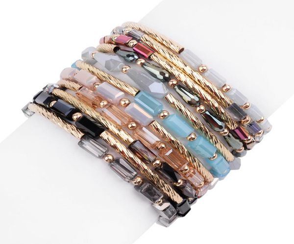 

kimter beads crystal stretch bracelet charm couples bangle handmade fashion colorful glass elastic bracelets jewelry women gifts x6392344, Golden;silver