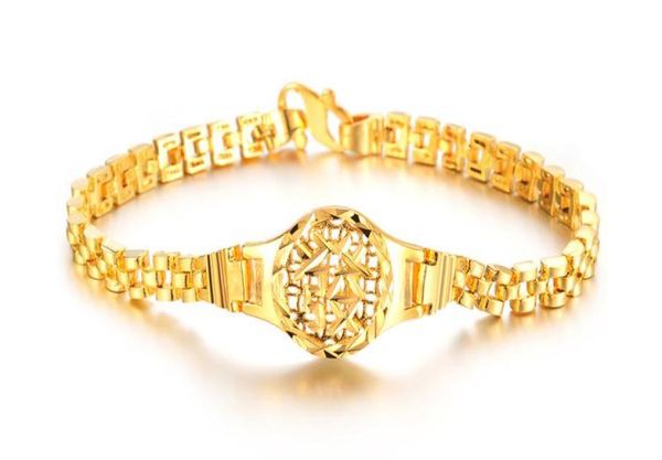 

fast fine the coper plating 18k yellow gold men and women bracelet width 5mm length 18mm can be extended 5cm weight 10g1626141, Black