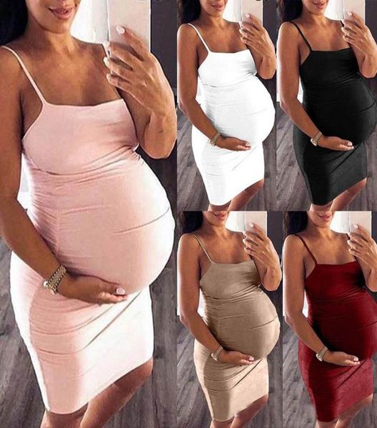 

clothes for pregnant women solid sleeveless pregnant maternity dress maternity props bodycon casual mini dresses drop2991924, White