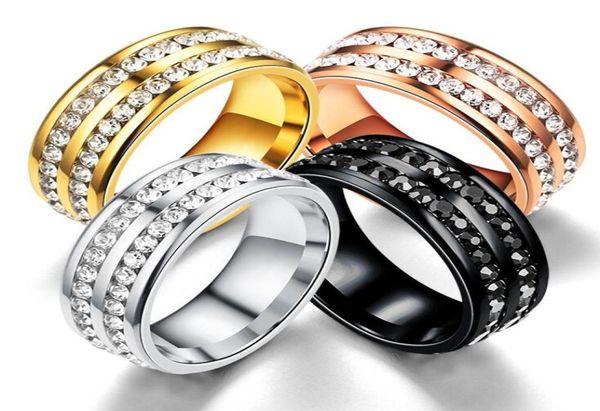 

sell fashion jewelry anique 316 stainless steel rose gold plated cz crystal 4 color gemstones women wedding engagement men rin5508884, Silver