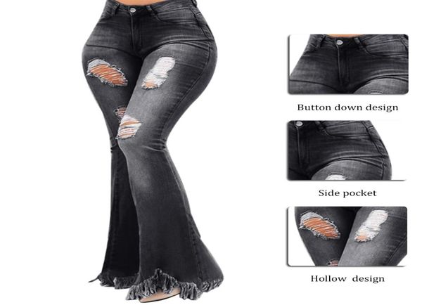 

women flare jeans high waist fringe denim skinny pants woman stretch jeans female wide leg jeans bell bottoms clothes 2010064661051, Blue