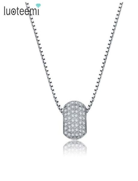 

pendant necklaces luoteemi women fashion white goldcolor scolar vintage full cz paved spinner ball pendants classic jewelr9098406, Silver