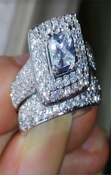 

vecalon wedding 188pcs z simulated diamond 14kt white gold filled 3in1 engagement band ring set for women sz 511 40 u22413944, Slivery;golden