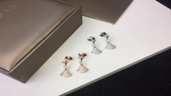 

earrings rose goldplatinum plated single crystal sweet flower stud drill jewelry for women party 0323042579079, Golden;silver