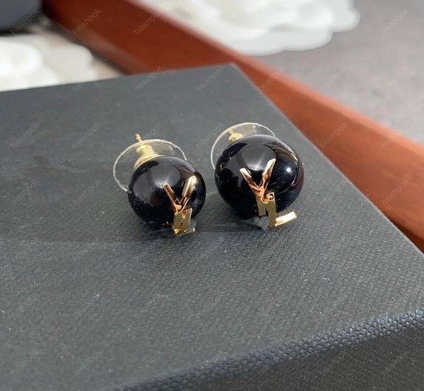 

women black pearl earings designer jewelry luxurys red studs earrings 925 silver boucle letters hoops y with box 010505r8658244, Golden;silver