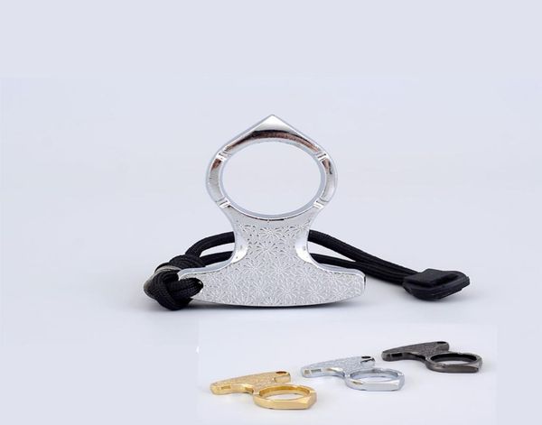

flower single finger knuckle duster alloy survival keychain edc self defense tool buckle 3colors brass knuckles dusters break wind8523172