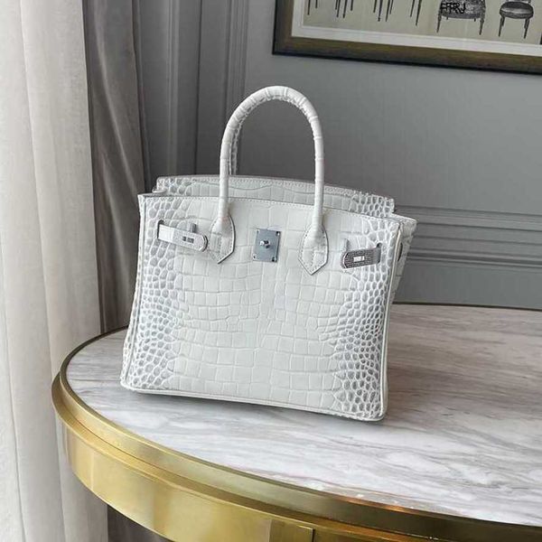 

h ermes birkins bags himalayan high end diamond buckle himalayan white crocodile pattern silver leather handbag fashion womens trend large 1