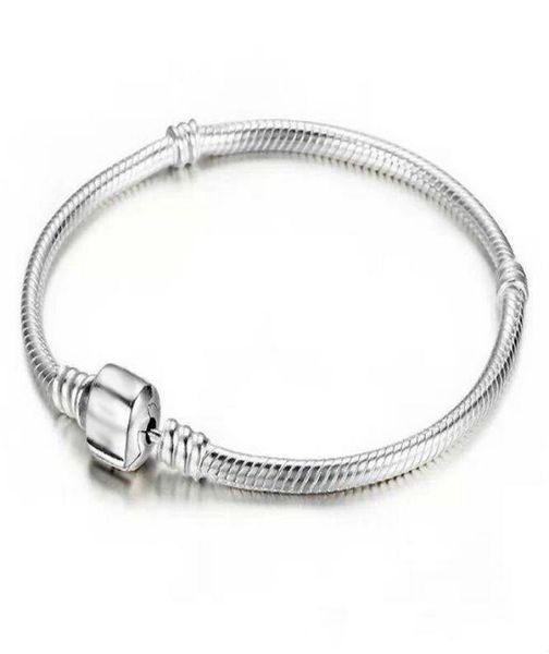 

low price factory wholesale 925 sterling silver bracelets 3mm chain fit p charm bead bangle bracelet jewelry gift for men women2918122, Golden;silver