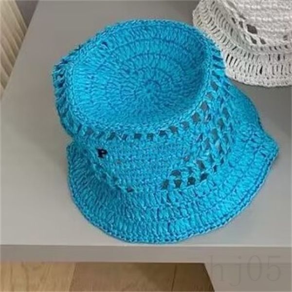 

weave bucket hat p breathable designer straw hat shopping street knitted gorra outdoor retro summer beach sun proof popular fashion luxury h, Blue;gray