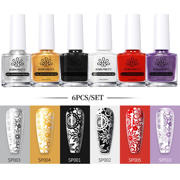 

nail gel stamping polish set gold silver color diy image printing varnish art decoration for template 230715, Red;pink