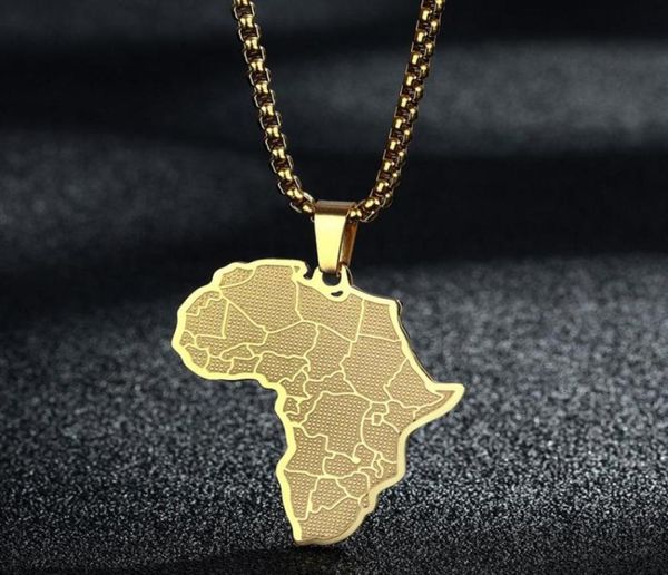 

pendant necklaces creative africa map african necklace stainless steel men jewelry golden ancient country birthday gift2316300, Silver