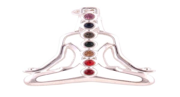 

fashion 5pcs a lot silver plated multicolor crystal buddha ohm meditation pendant tujuh chakra yoga rantai kalung pendant48186225017716