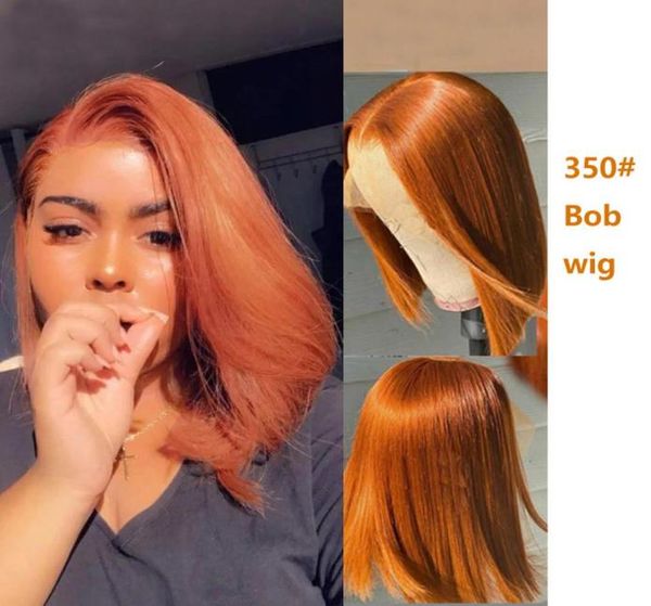 

13x4 lace front bob wig 150210 densit indian 100 human hair 350 color silky straight 1016inch7402547, Black;brown