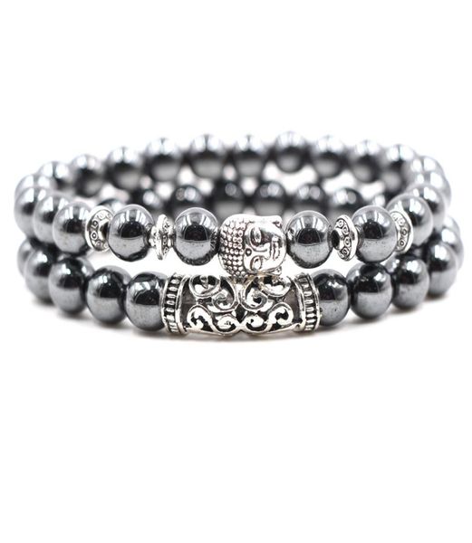 

men bracelet beaded strands black nonmagnetic hematite south american silver lion owl skull buddha party bracelets bangles2832355