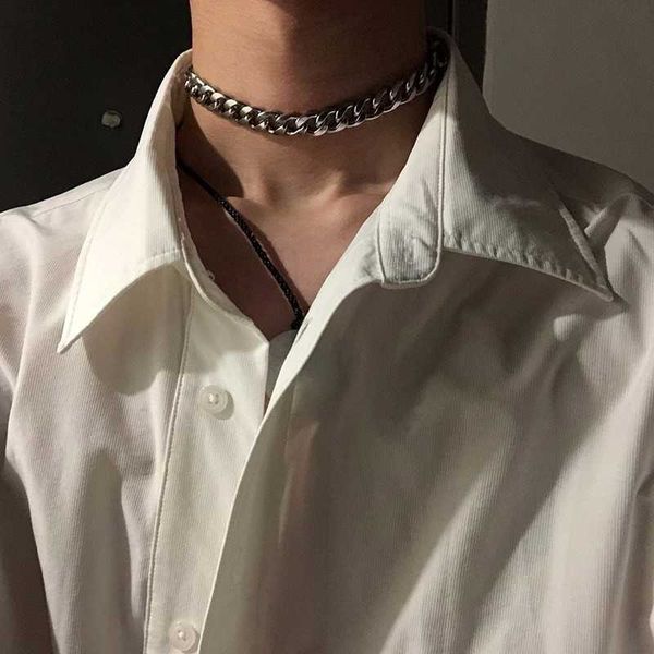 

strands necklace jewelry not fade choker hip hop punk stickers neck metal thick men and women trendy clavicle chain 230613, Black