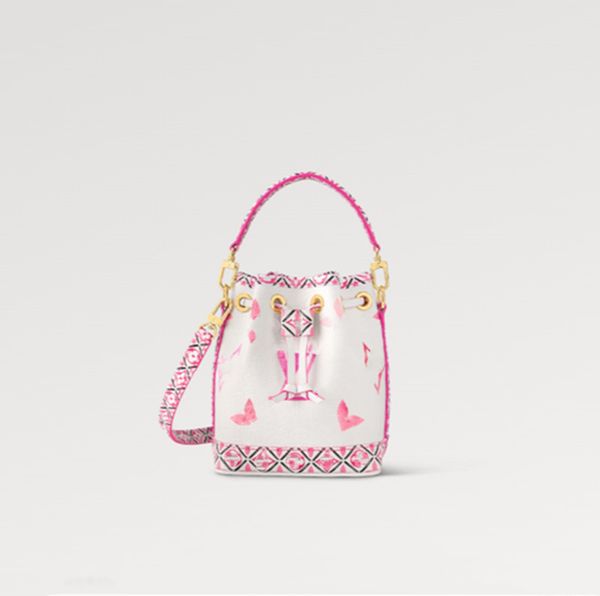 

explosion women's bags wallet shoulder bucket bag handbag nano noe m82386 cream color canvas giant soft pastel summery tones pink flowe