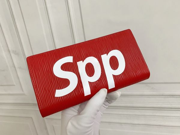 

designer zippy wallets luxurys men women purses fashion flower letter card holders high-quality hip hop stylist zig zag slim money clutch ba, Red;black