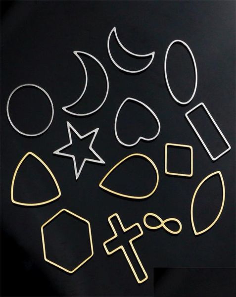 

other jewelry findings components aiovlo 10pcslot stainless steel geometric hollow frame bezel diy earring craft pendants making 3598406, Blue;slivery