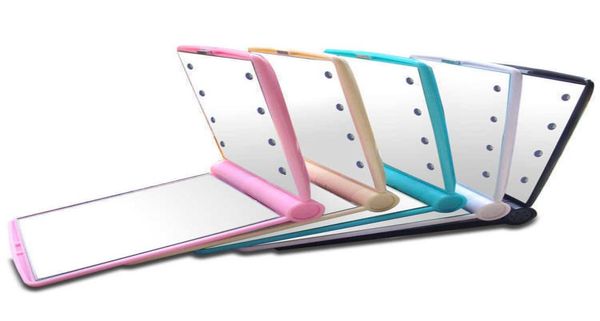 

pocket led folding mirror lady makeup cosmetic with 8 dimmable led lights touch switch portable compact pocket lights lamps color 3561293