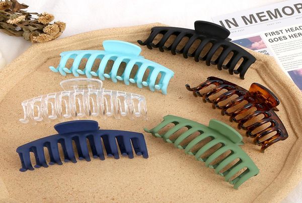 

korean solid big hair claws elegant frosted acrylic clips hairpins barrette for women girls headwear accessories4195055, Golden;silver