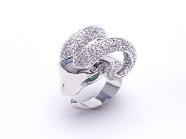 

wholesheep head ring silver open ring animal insert drill ornaments fashion gold plating on copper 2686708, Golden;silver