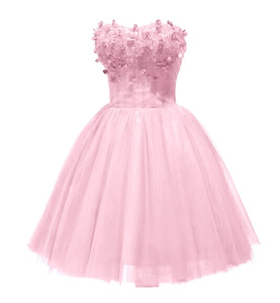 

short homecoming dresses flowers beading appliques lace-up tulle ball gown party gowns princess plus size mini birthday prom graudation cock, Blue;pink
