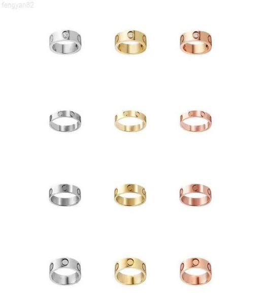 

titanium steel love wedding ring gold plated silver rings with diamond with dust bag3183423