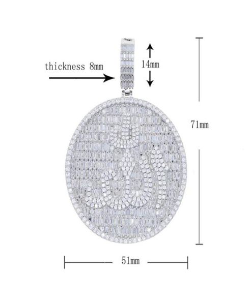 

iced bling big round allah pendant paved full cz stone for women men hip hop cuban chain tennis chain necklace jewelry drop ship263435112, Silver